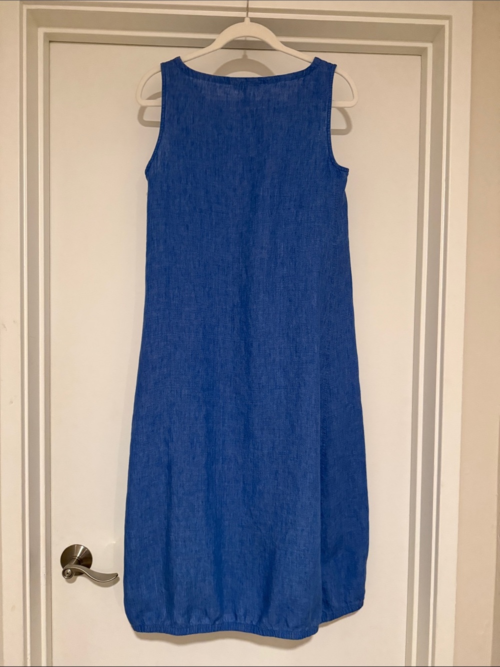 Eileen Fisher Blue Sleeveless Linen Midi Dress - Picture 6 of 7